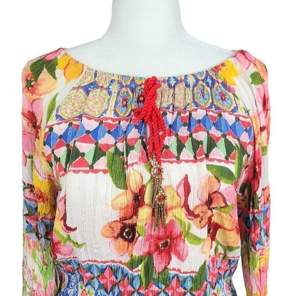 Desigual Whimsical Summer Floral Multicolored and Multiprint Blouse - Picture 6 of 13